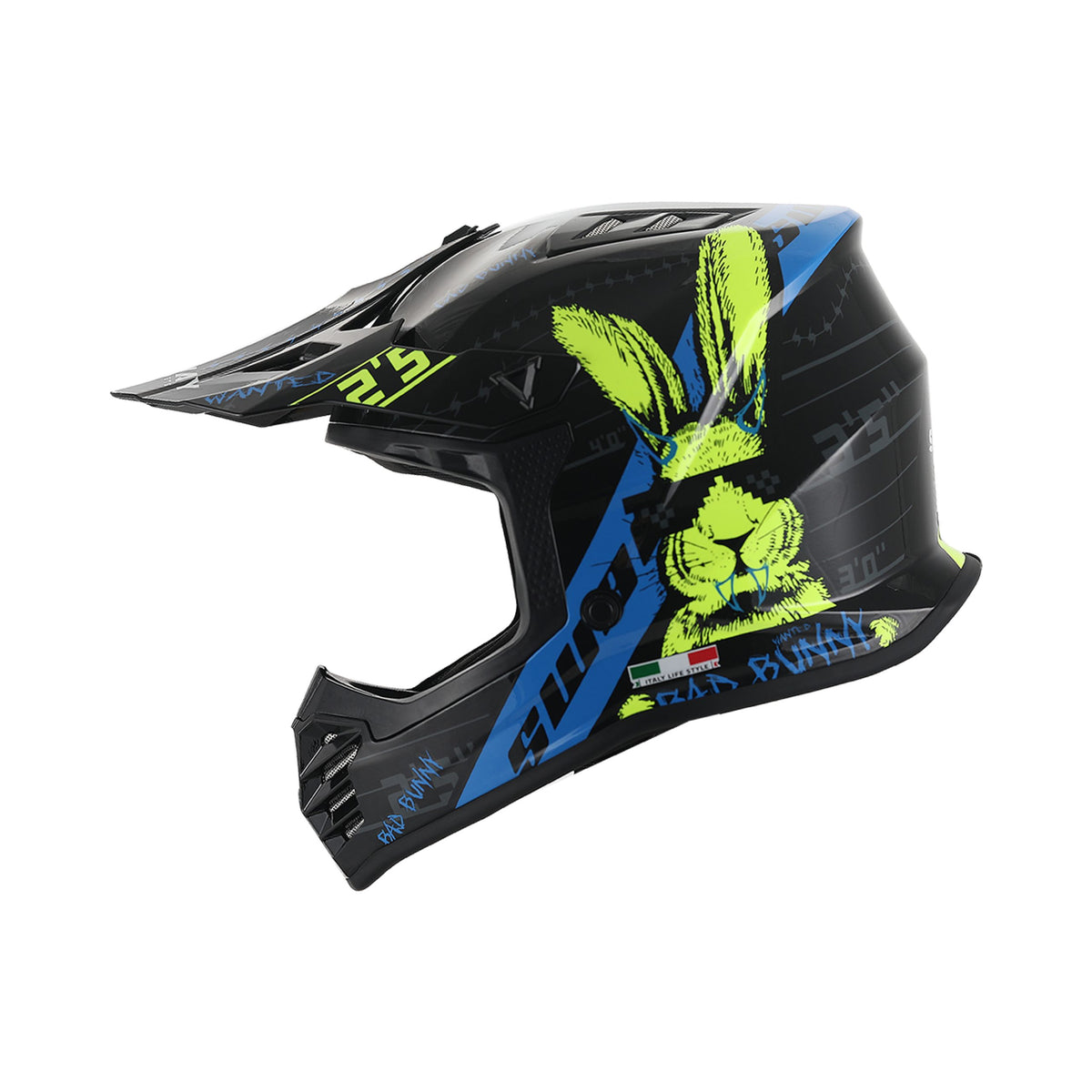 SWAY 618 Bunny Gloss Black Blue Çocuk Cross Motosiklet Kaskı