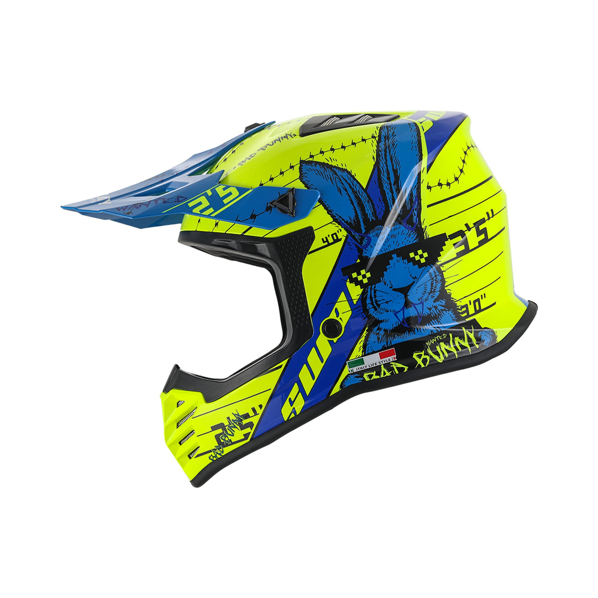 SWAY 618 Bunny Gloss Yellow Blue Çocuk Cross Motosiklet Kaskı