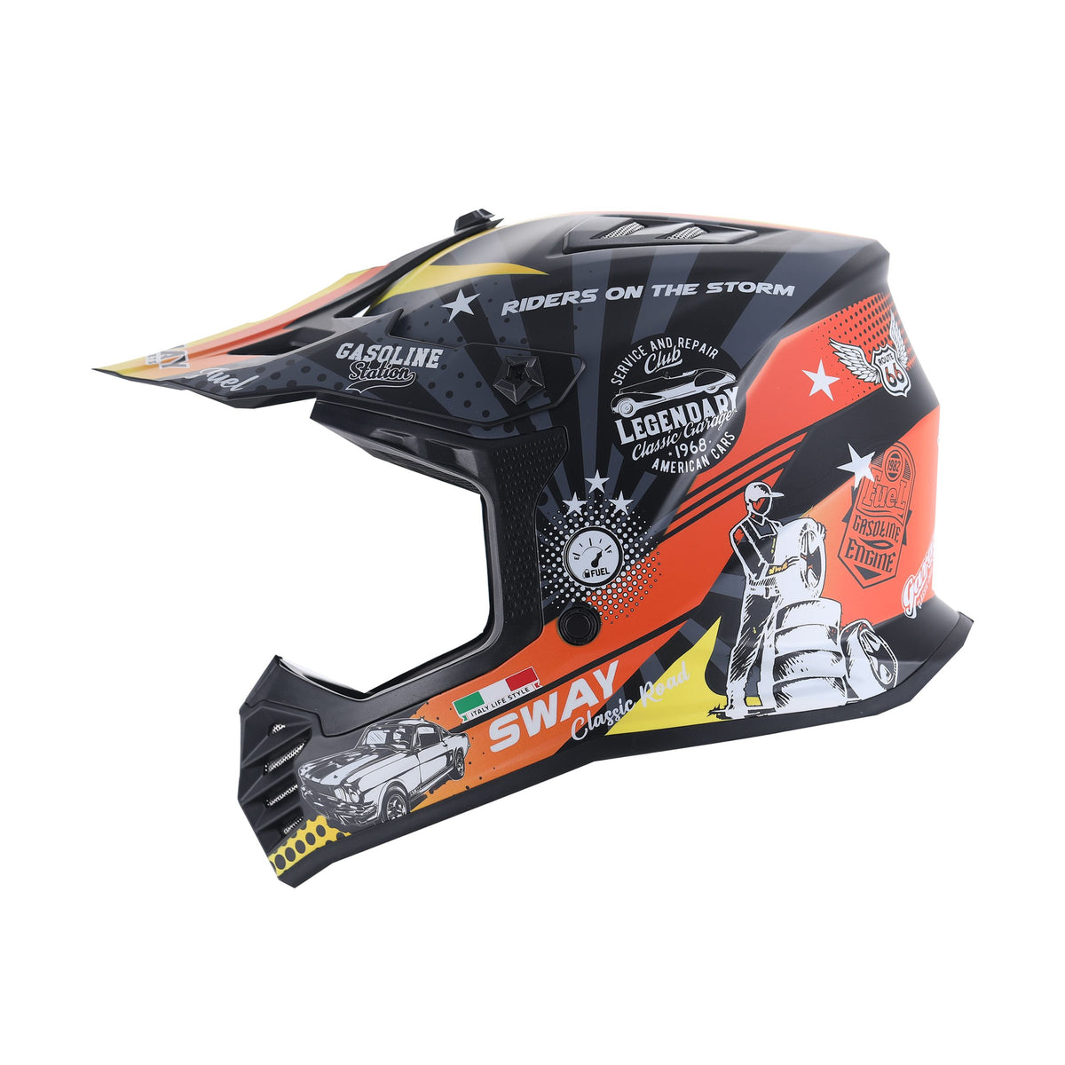 SWAY 618 Gasoline Orange Grey Yellow Çocuk Cross Motosiklet Kaskı
