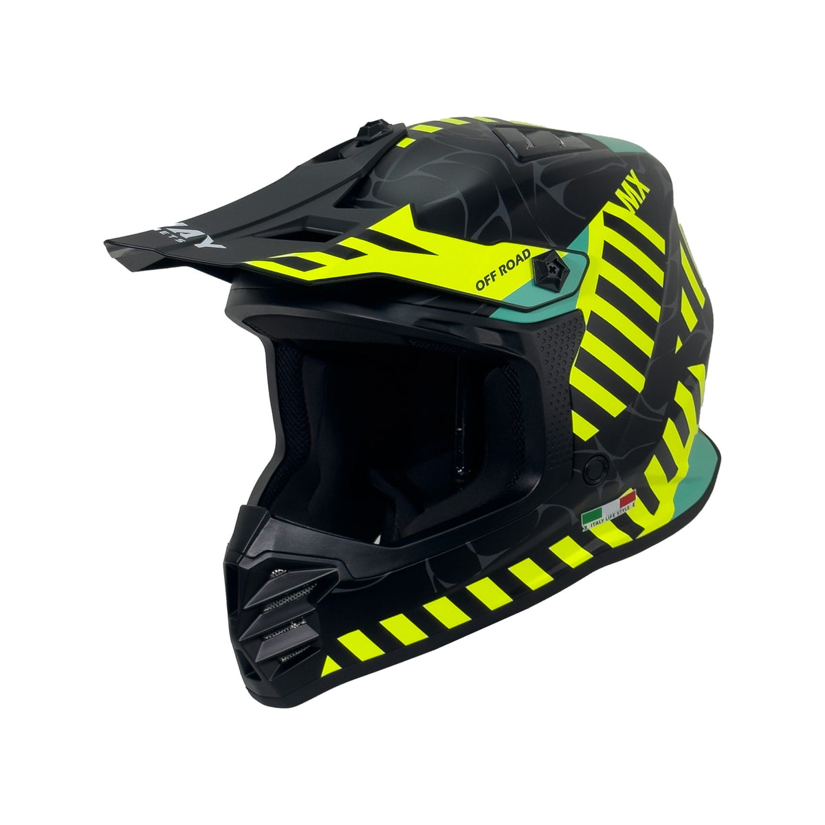 SWAY 618 Alert Matt Yellow Black Çocuk Cross Motosiklet Kaskı