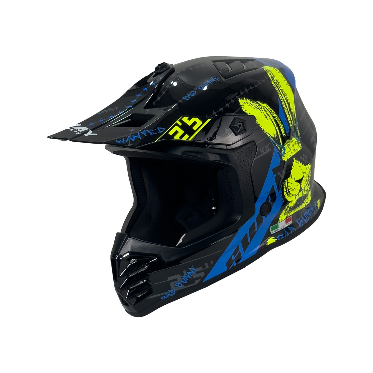 SWAY 618 Bunny Gloss Black Blue Çocuk Cross Motosiklet Kaskı