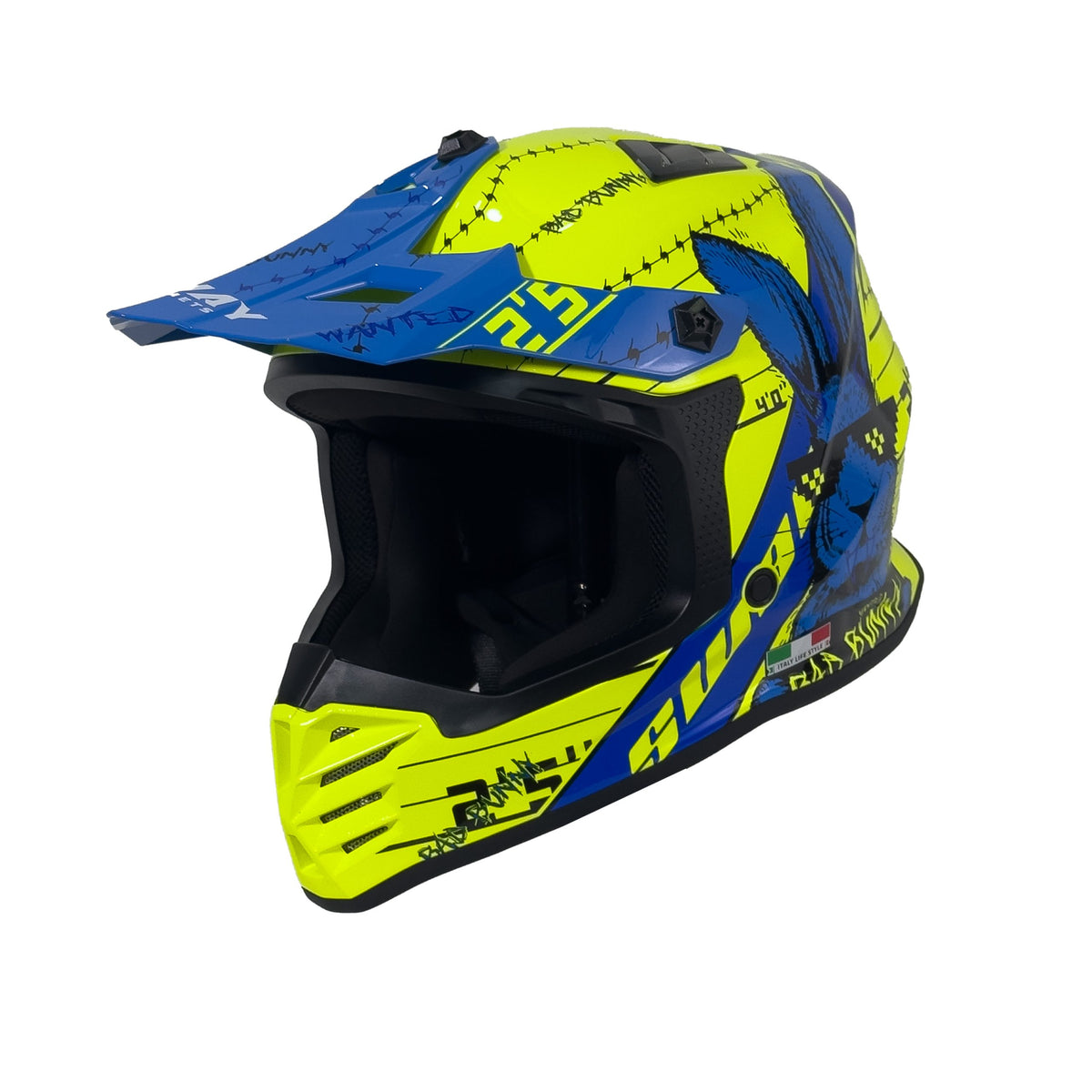 SWAY 618 Bunny Gloss Yellow Blue Çocuk Cross Motosiklet Kaskı