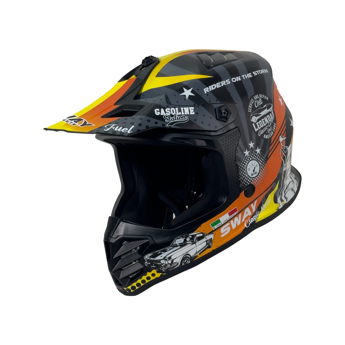 SWAY 618 Gasoline Orange Grey Yellow Çocuk Cross Motosiklet Kaskı