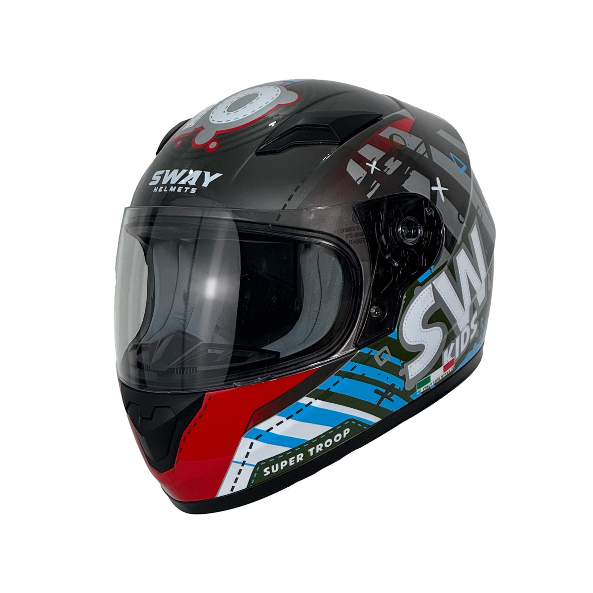 SWAY SW 815K ALIEN Titenium Full Face Çocuk Motosiklet Kaskı
