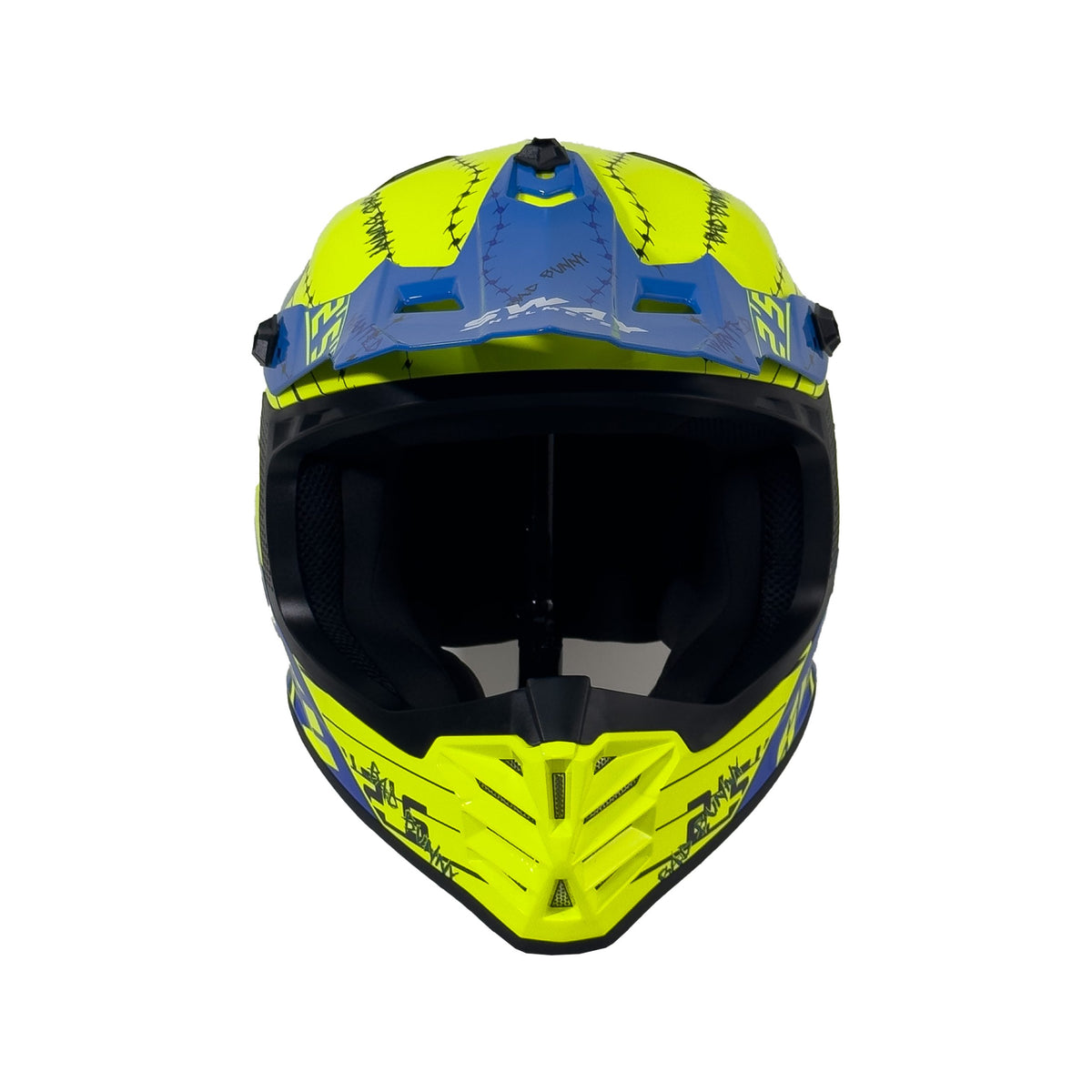 SWAY 618 Bunny Gloss Yellow Blue Çocuk Cross Motosiklet Kaskı