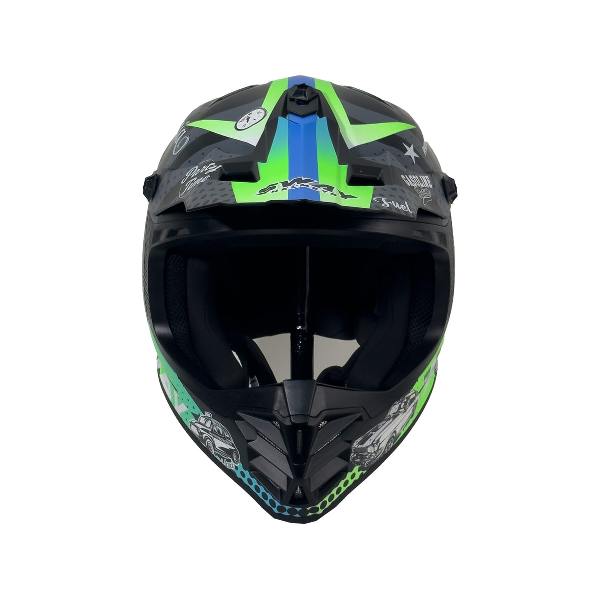 SWAY 618 Gasoline Green Grey Blue Çocuk Cross Motosiklet Kaskı