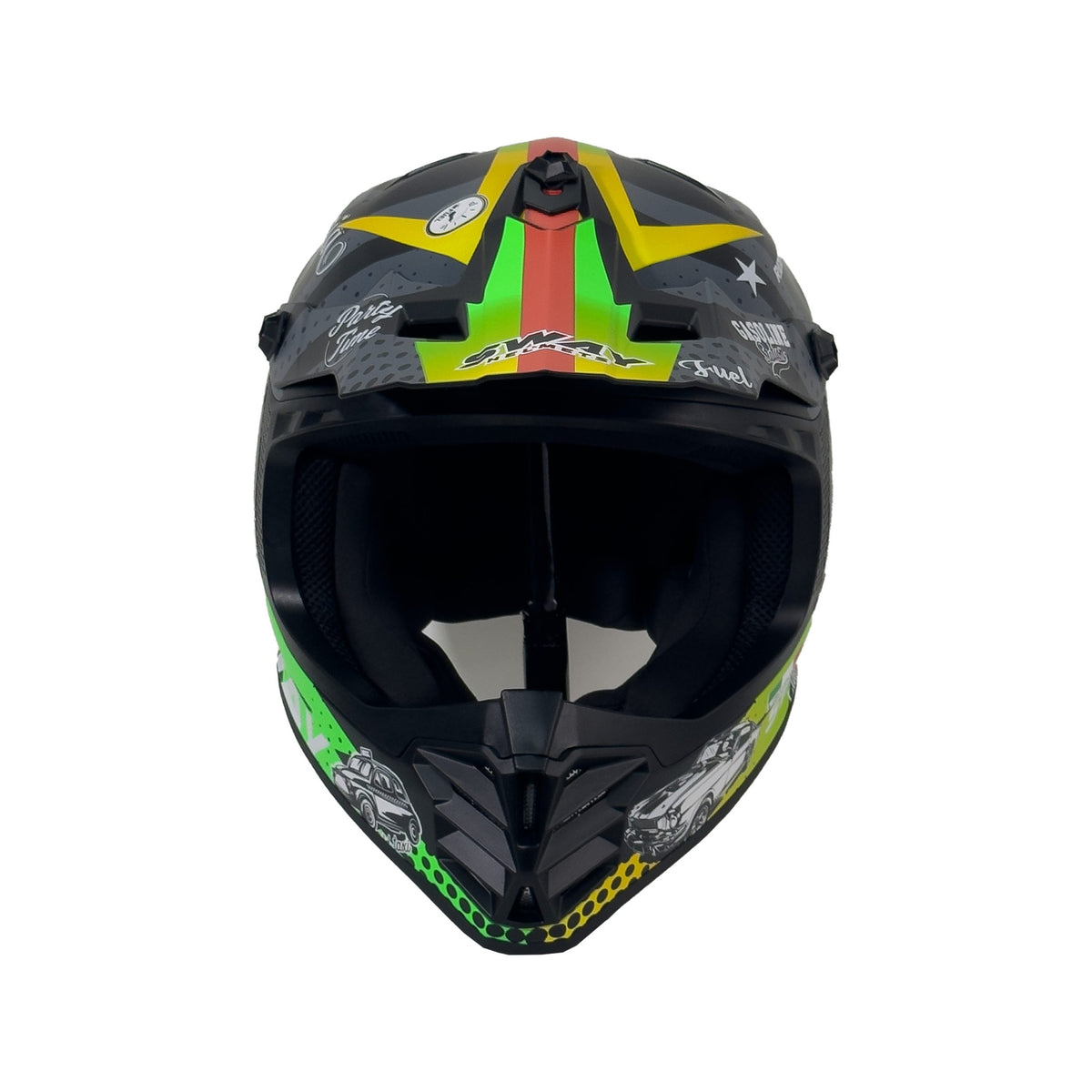 SWAY 618 Gasoline Green Grey Red Çocuk Cross Motosiklet Kaskı