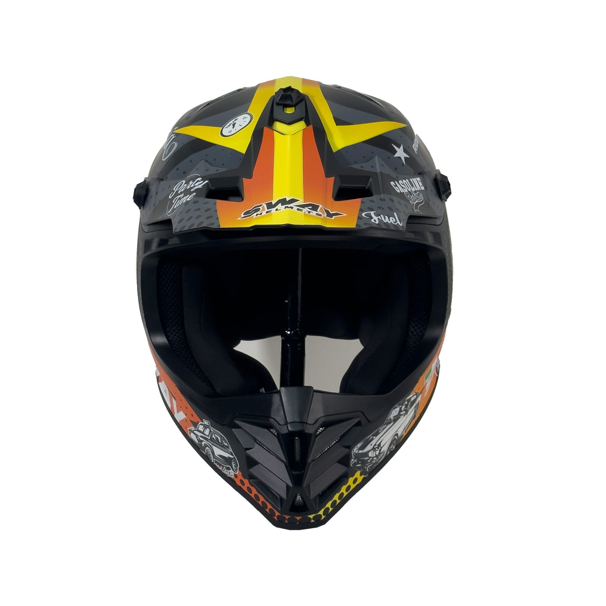 SWAY 618 Gasoline Orange Grey Yellow Çocuk Cross Motosiklet Kaskı