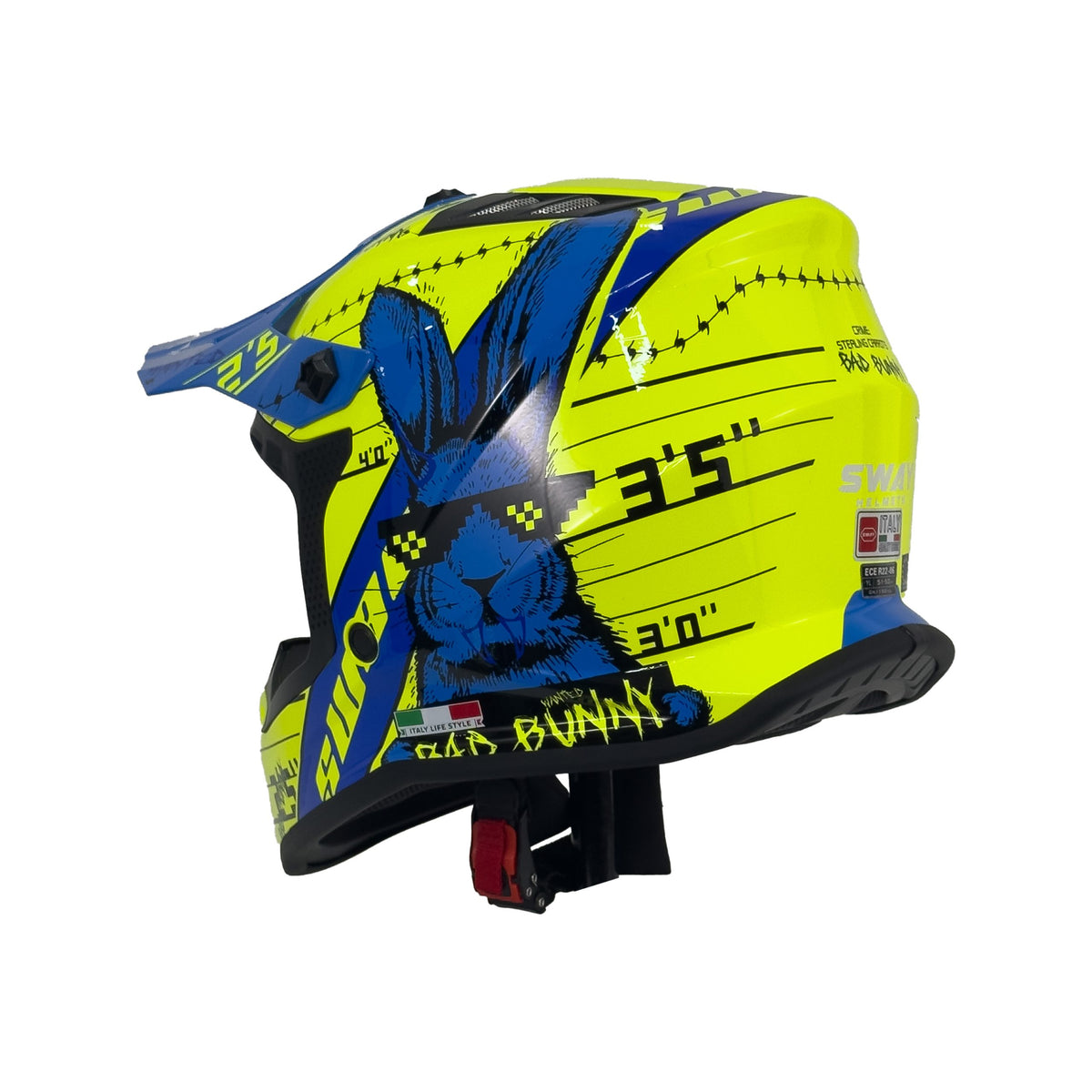 SWAY 618 Bunny Gloss Yellow Blue Çocuk Cross Motosiklet Kaskı