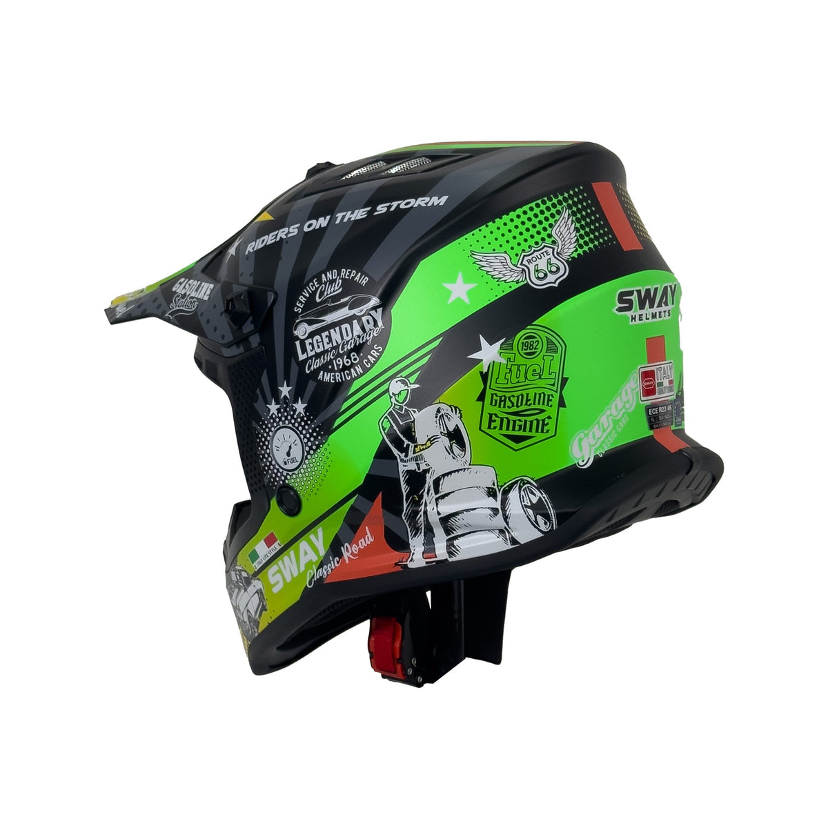 SWAY 618 Gasoline Green Grey Red Çocuk Cross Motosiklet Kaskı