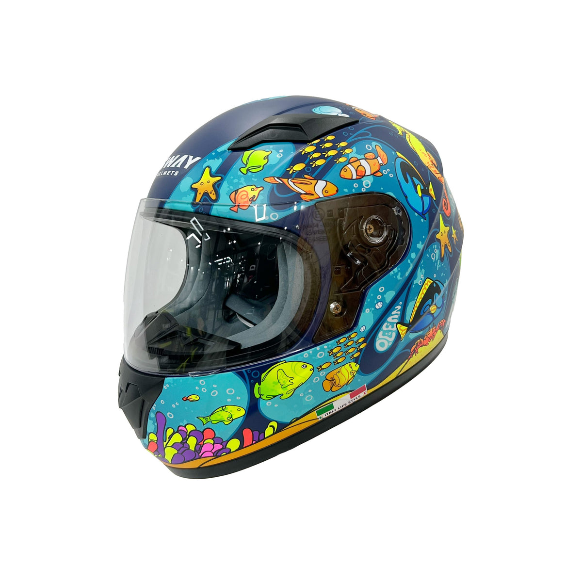 SWAY SW 815K OCEAN Black Blue Full Face Çocuk Motosiklet Kaskı