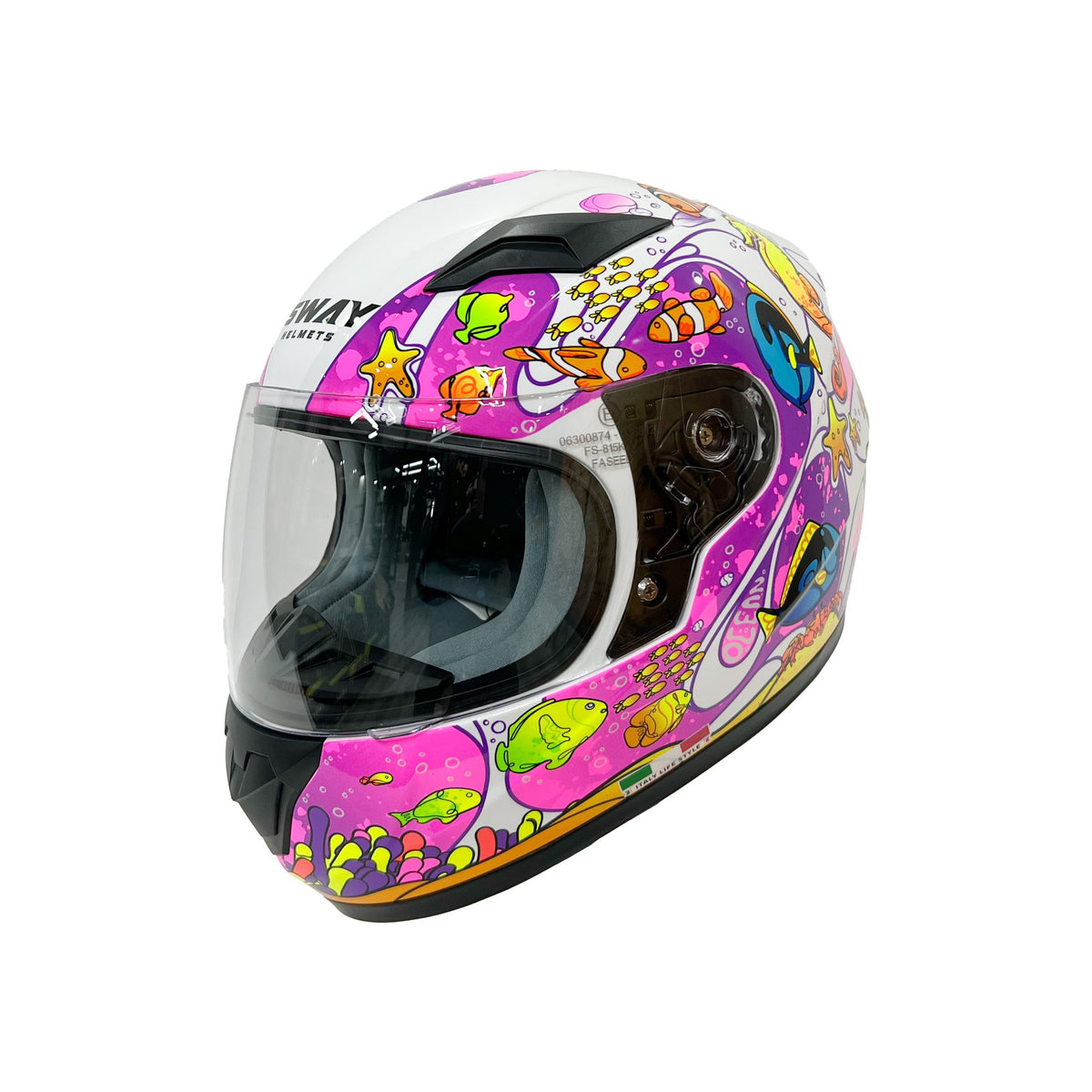 SWAY SW 815K OCEAN White Pink Full Face Çocuk Motosiklet Kaskı