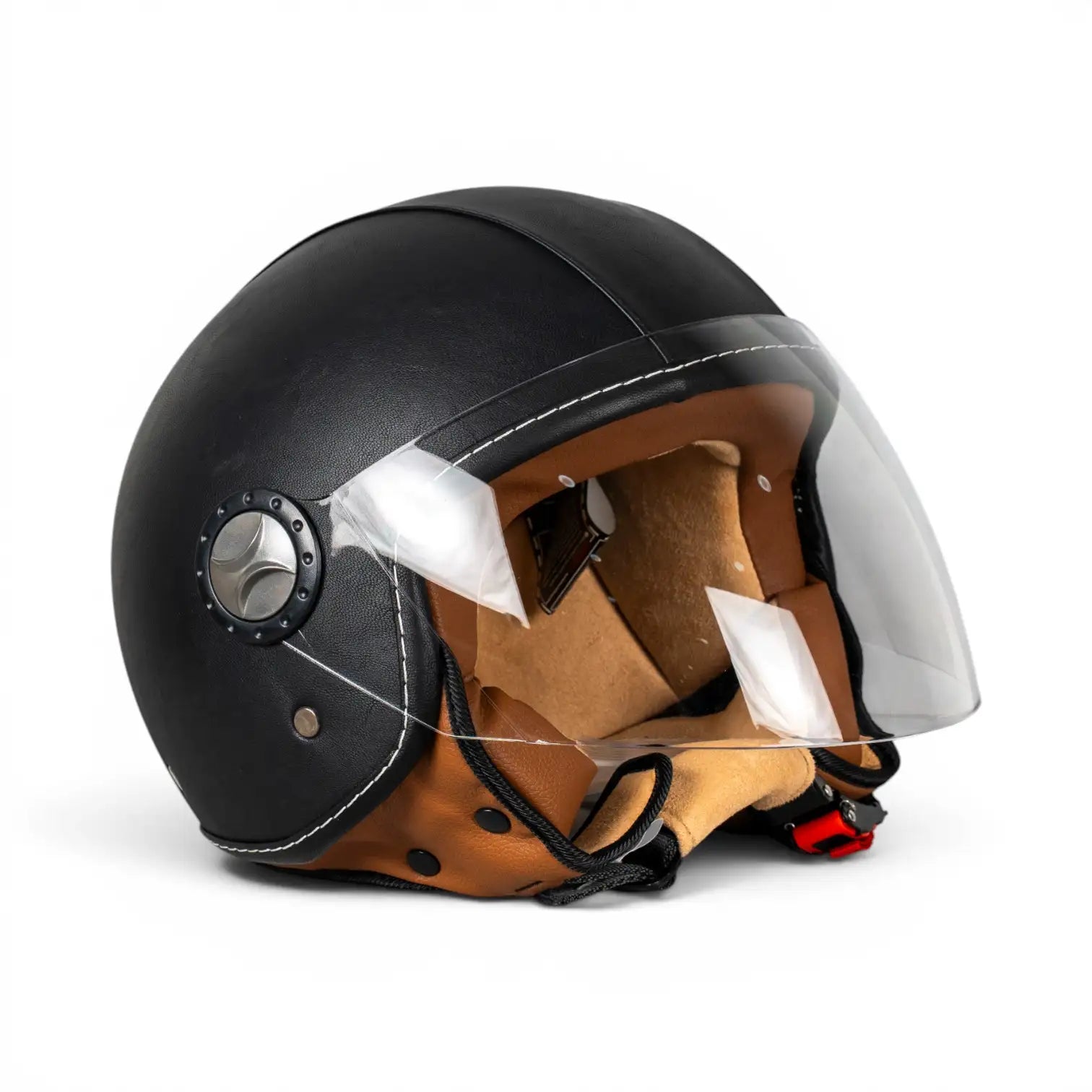Sway Helmets Black Leather Açık Kask