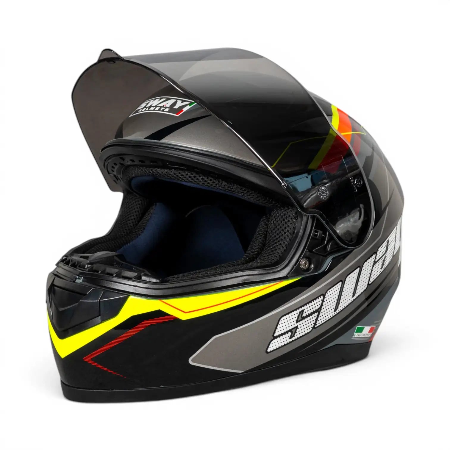 Sway Helmets Nardo Gray With Yellow And Black Kapalı Kask