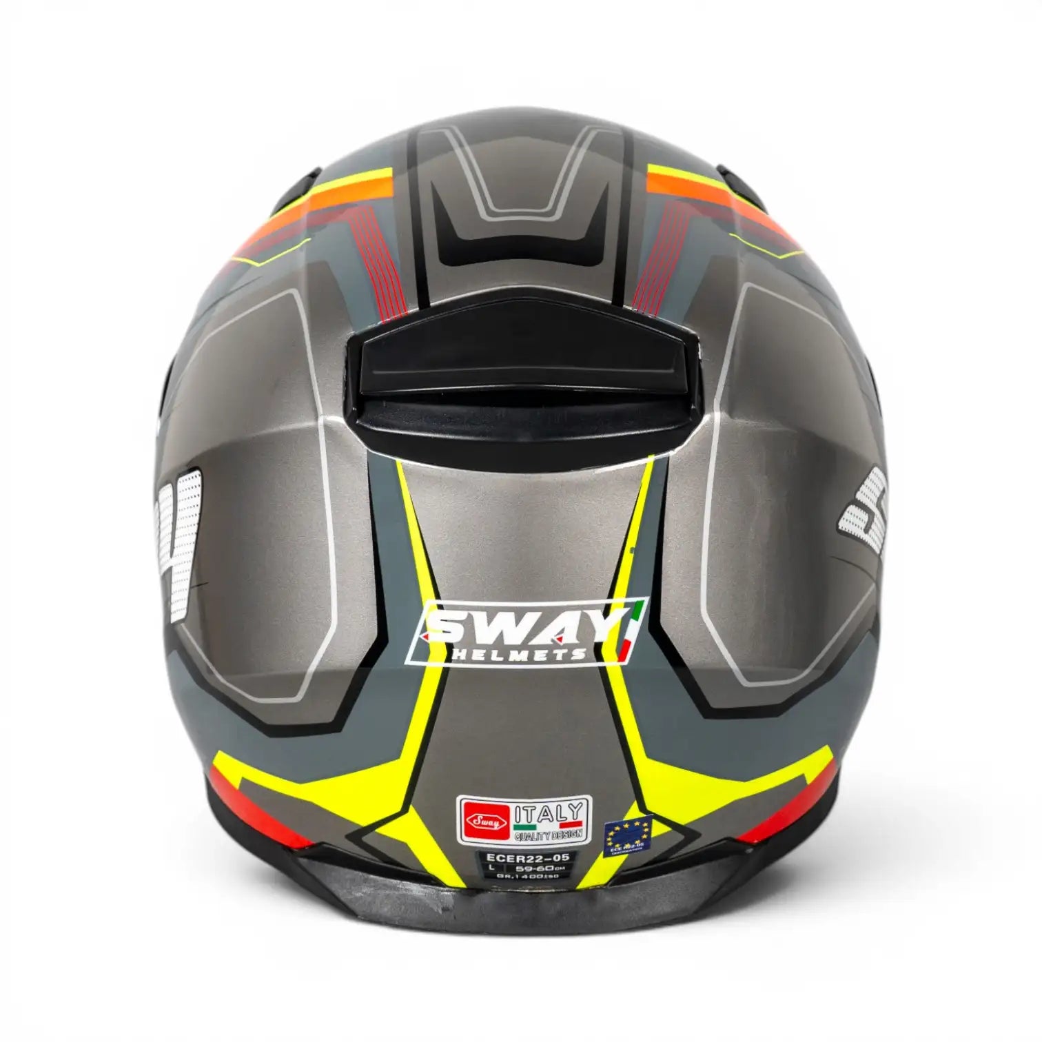 Sway Helmets Nardo Gray With Yellow And Black Kapalı Kask