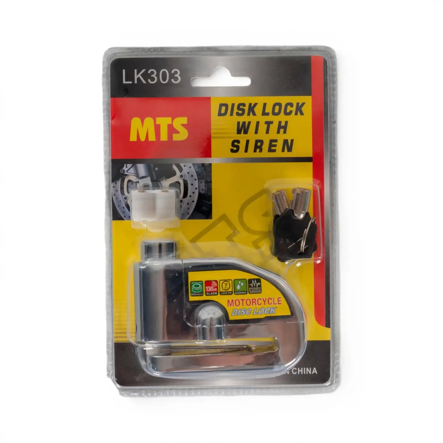 MTS LK303 Alarmlı Disk Kilidi Siyah