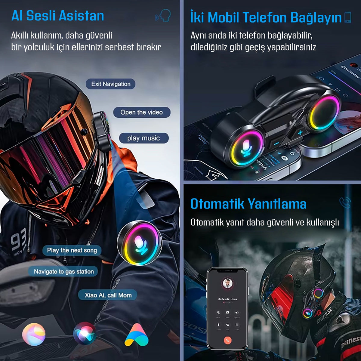 F50 Bluetooth Motosiklet Kask Intercom