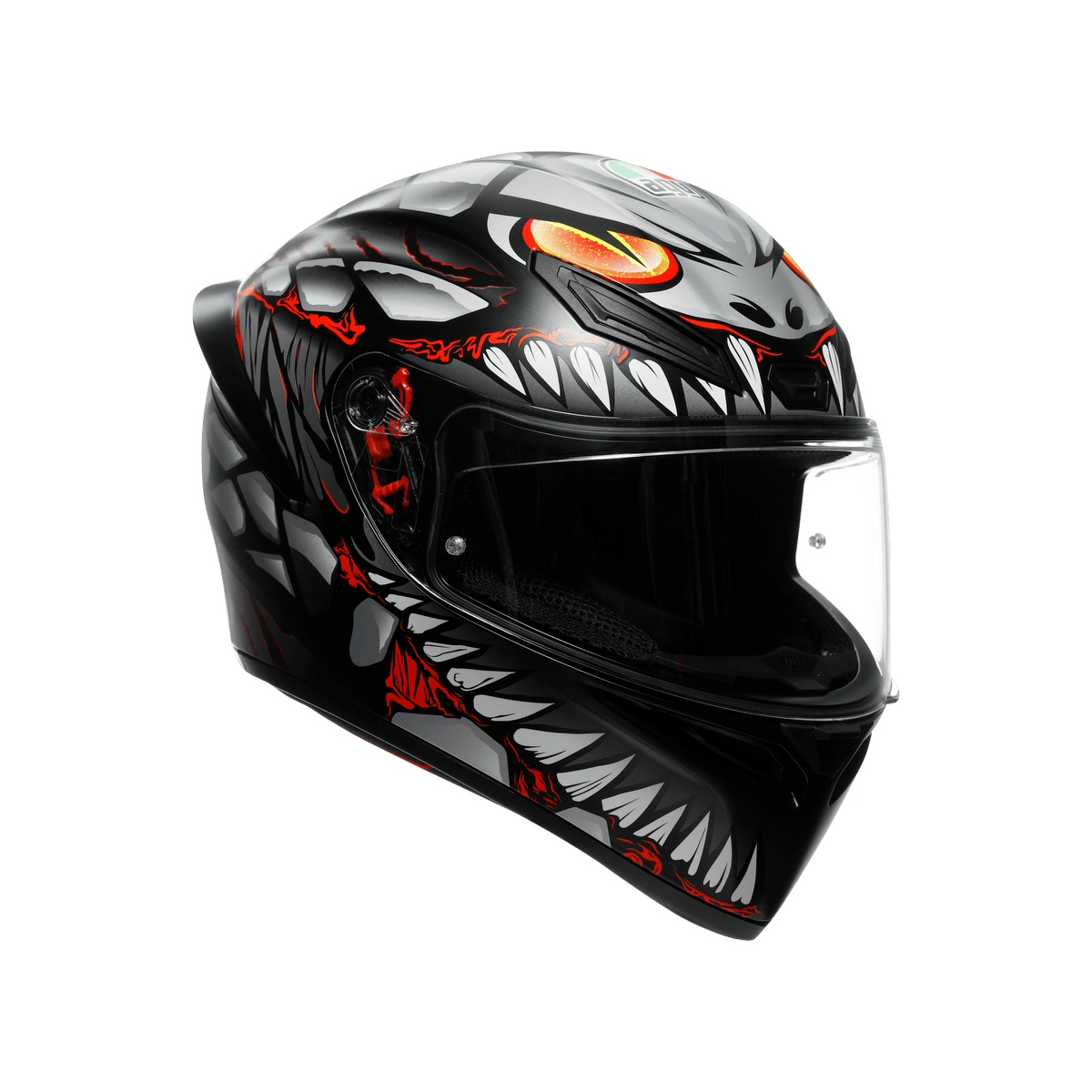 AGV K1 S E2206 Lyzard Matt Black Grey Red Full Face Motosiklet Kaskı