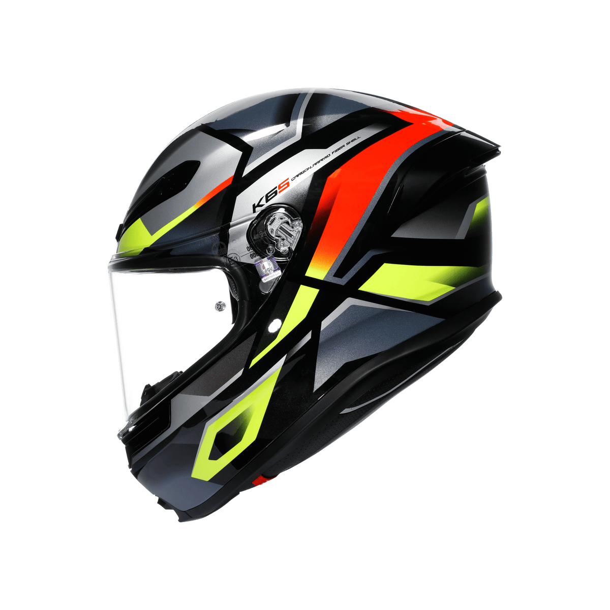AGV K6 S Erazer Black Red Yellow Fluo Full Face Motosiklet Kaskı