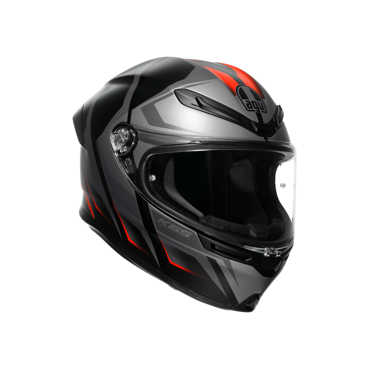 AGV K6 S Karve Matt Black Grey Red Full Face Motosiklet Kaskı