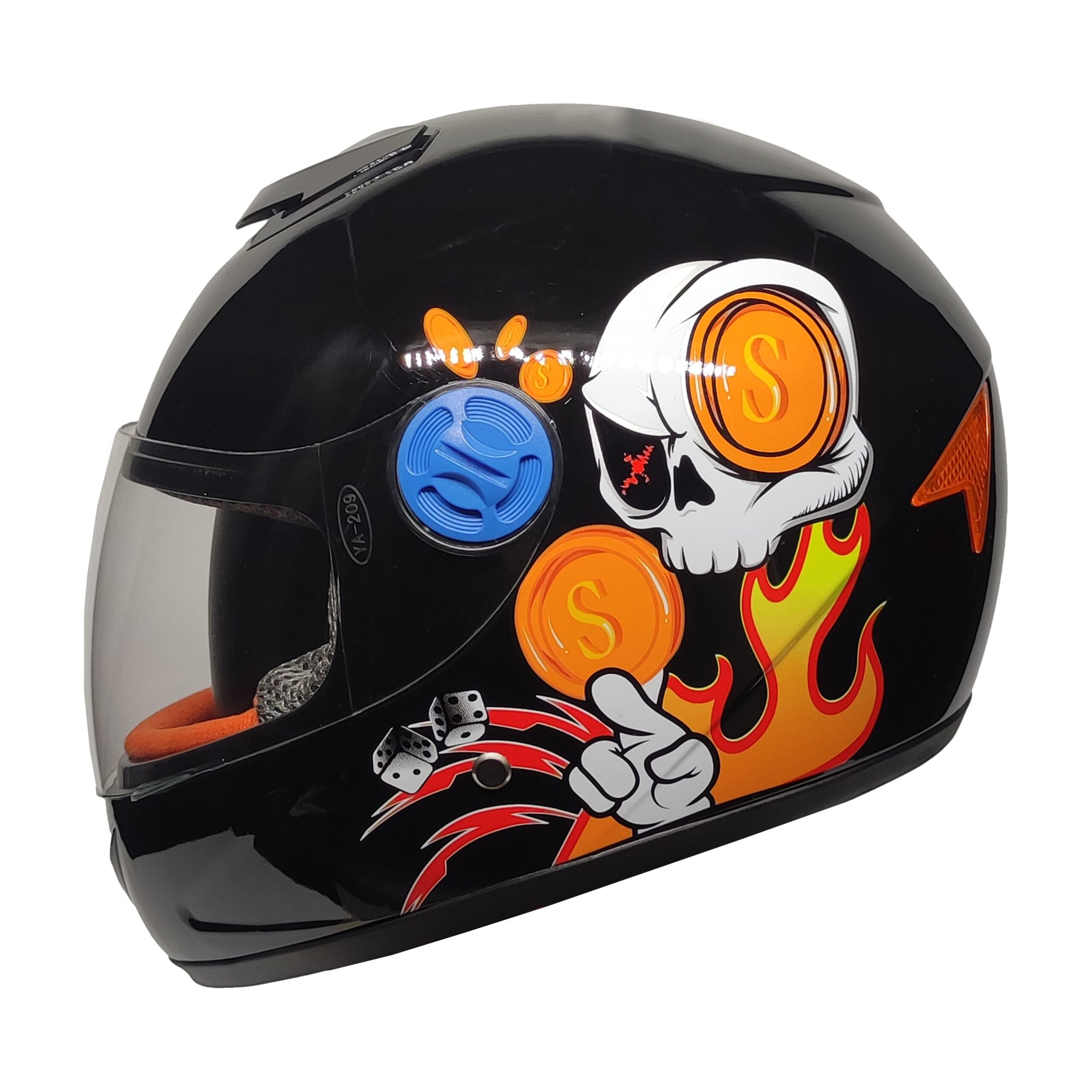PRO HELMETS YA-201VR Full Face Çocuk Kask Skull Black
