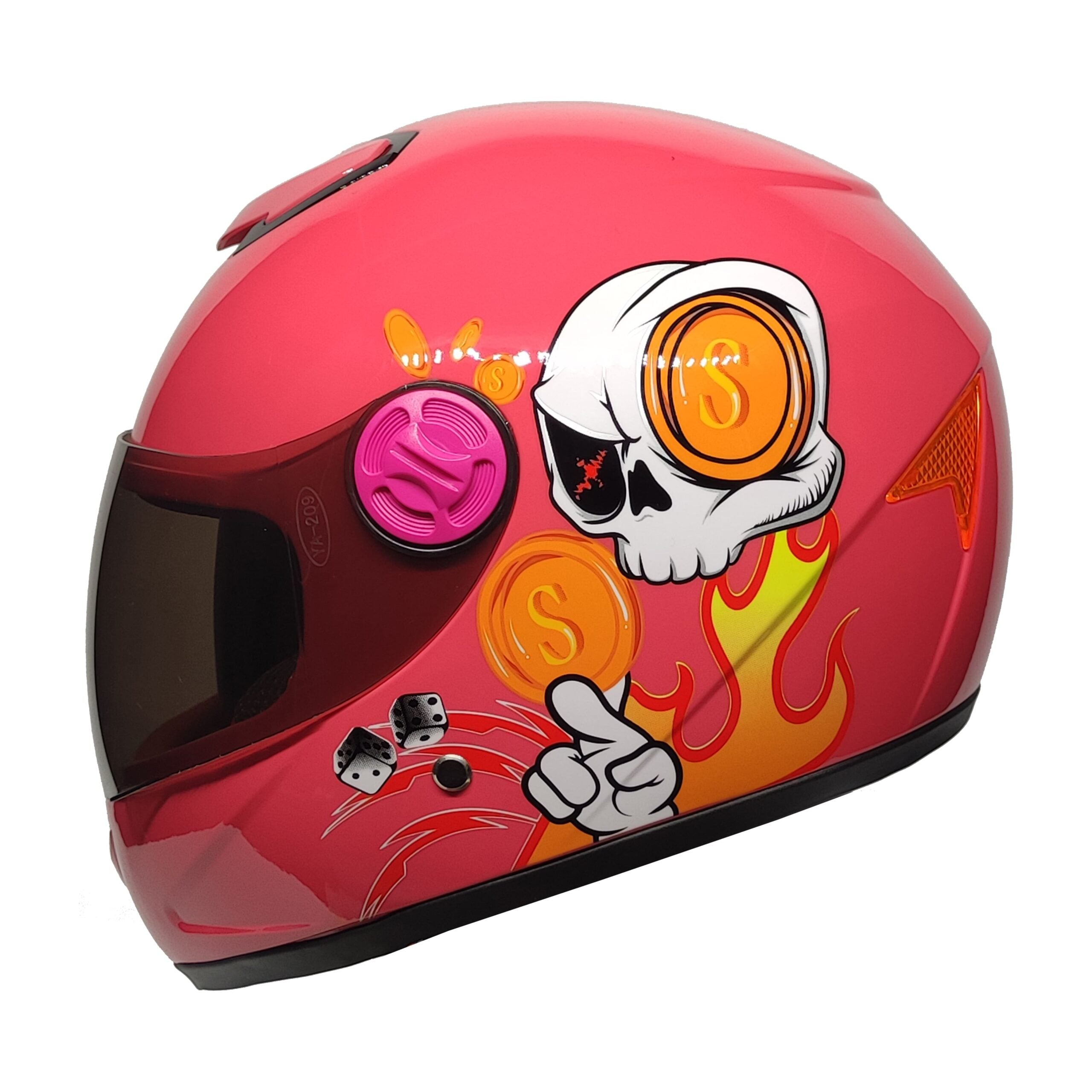 PRO HELMETS YA-201VR Full Face Çocuk Kask Skull Pink