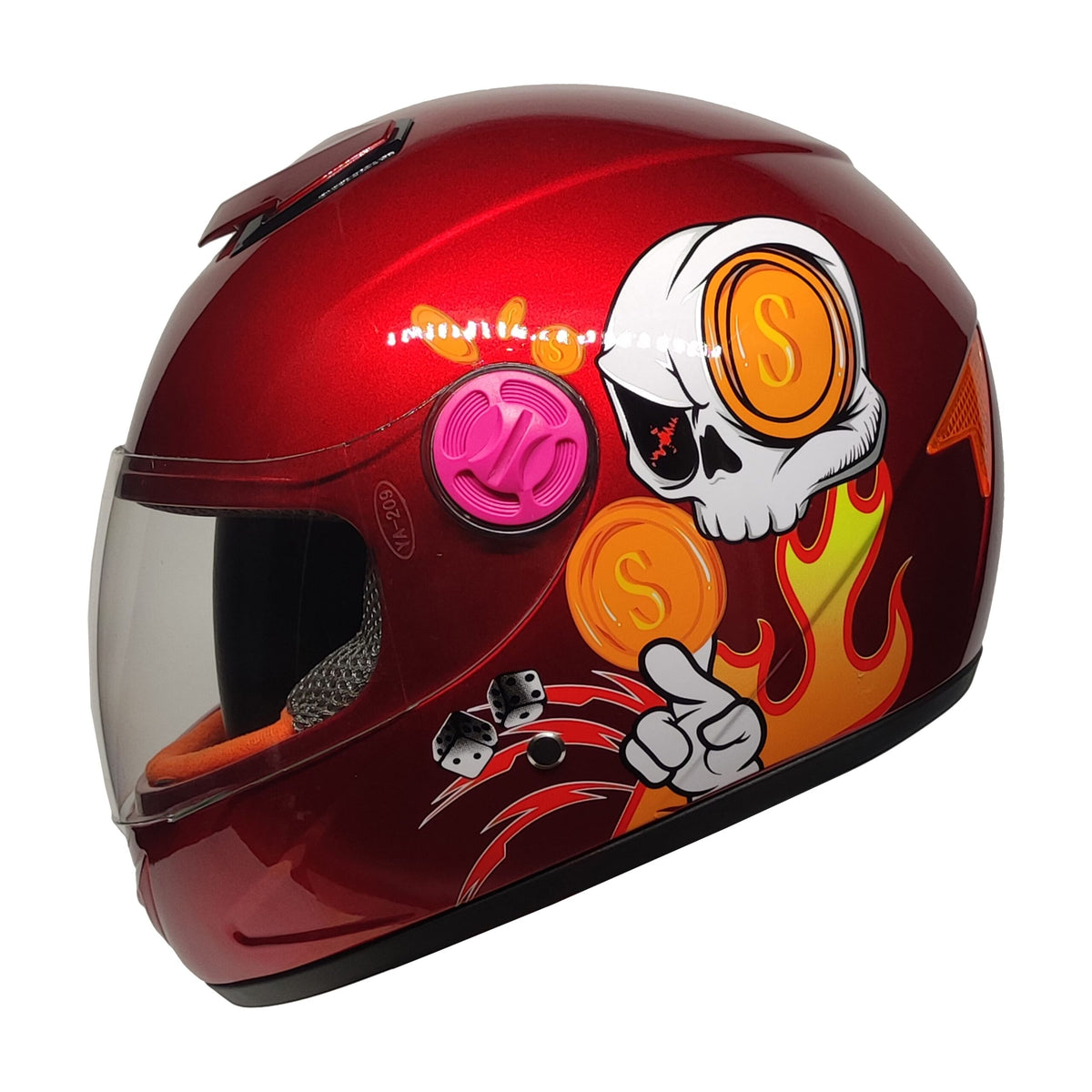 PRO HELMETS YA-201VR Full Face Çocuk Kask Skull Red